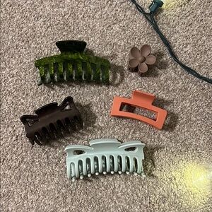 Set of Five Colorful Hair Claw Clips